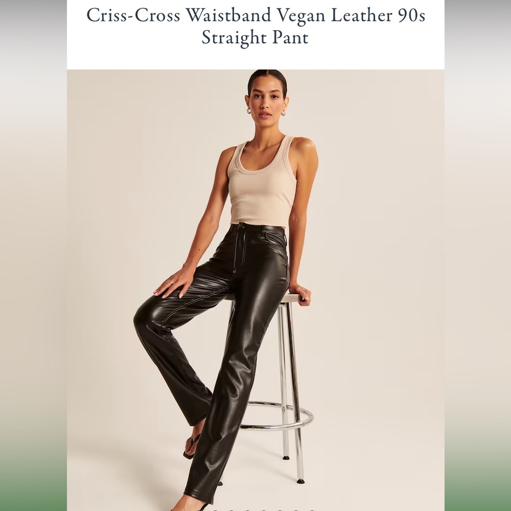 Abercrombie cross cross waistband vegan leather 90s straight pant